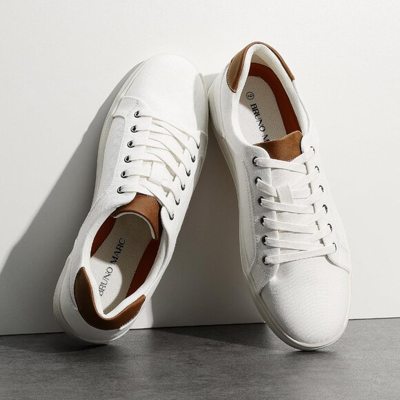 Bruno Marc Men's White Stylish Sneakers Canvas  Casual Comfort Walking Shoes - Picture 6 of 9